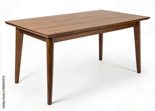 Modern brown wooden table isolated on white background