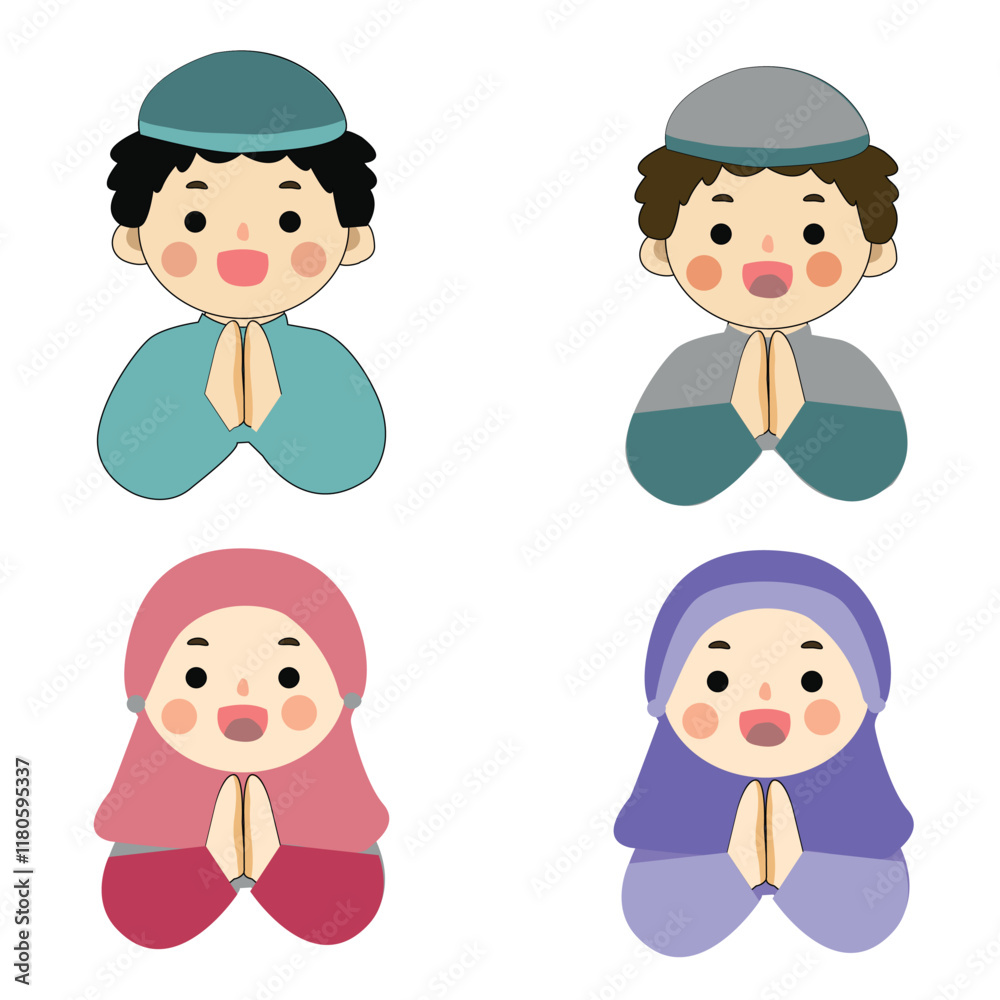 Ramadan nuanced icons with a cheerful and soft color palette Ramadan nuanced icons with a cheerful and soft color palette