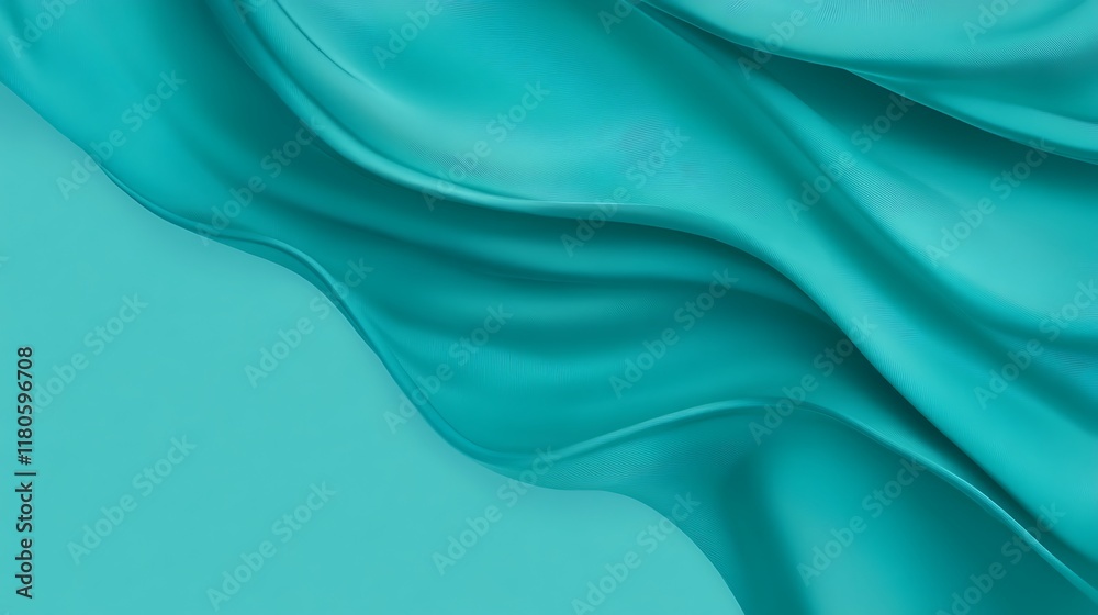 Obraz premium Teal Fabric Draped in Elegant Waves