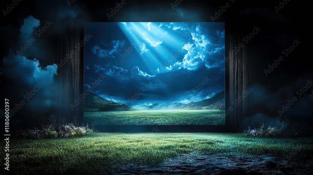 Obraz premium A serene landscape with light breaking through.