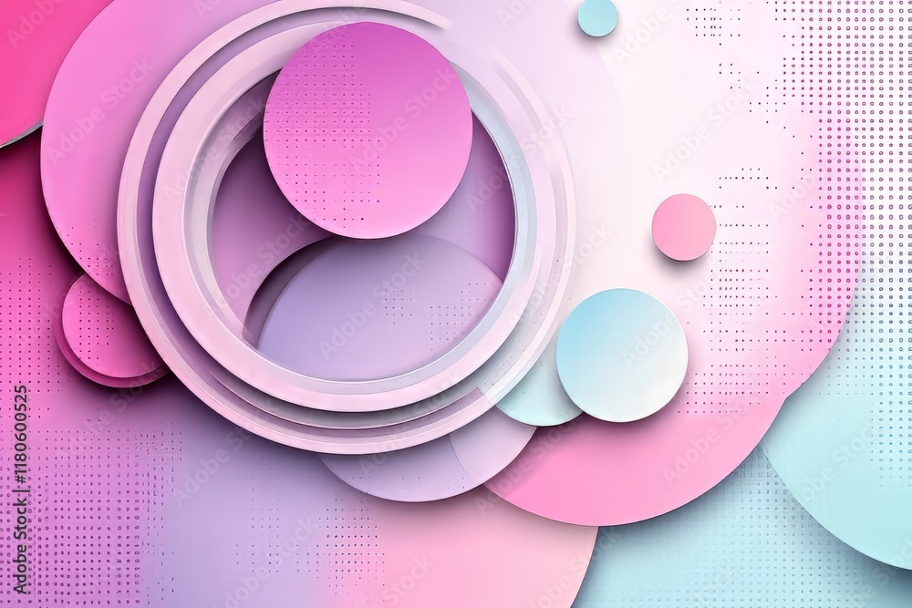 Obraz premium Abstract circular shapes in soft pink and blue tones create a modern design.