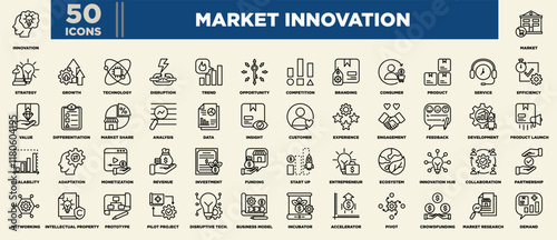 Market innovation Icon Set Line