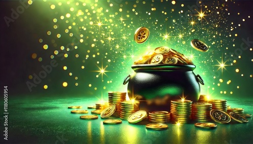 Pot of Gold: St. Patrick's Day Treasure with Golden Coins