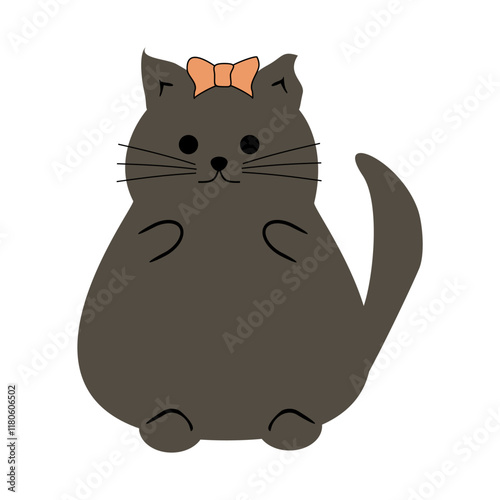 Cute nice lovely cat cartoon character on white background vector illustration