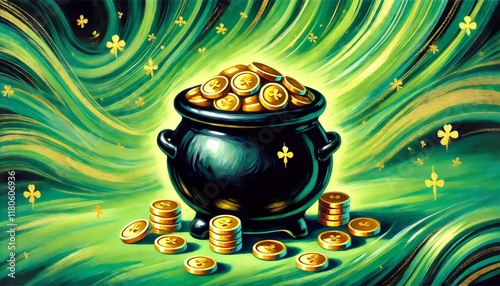 Pot of Gold: St. Patrick's Day Treasure with Golden Coins