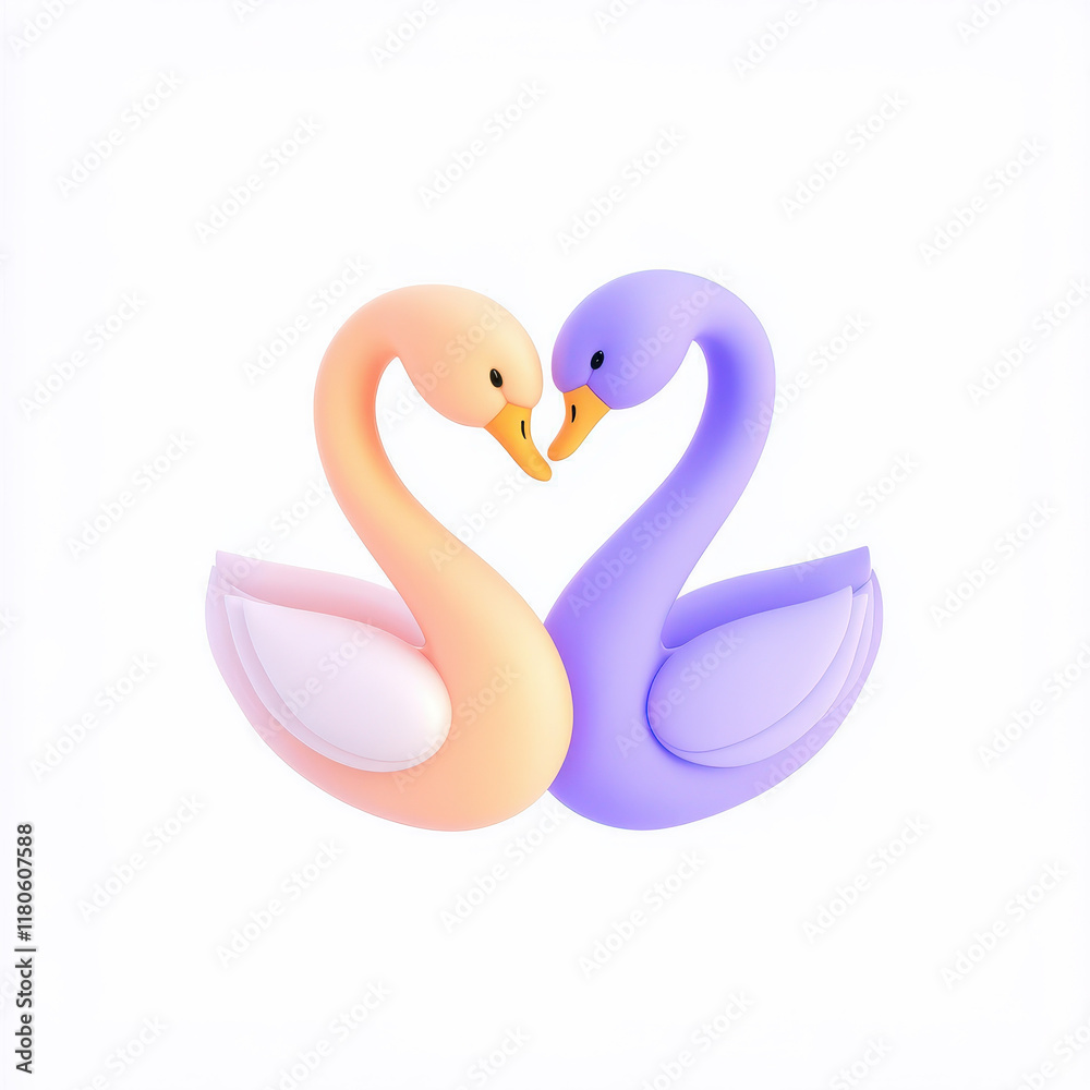 Fototapeta premium pair of swans forming heart shape, symbolizing love and unity