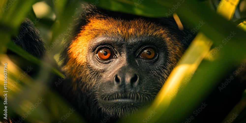 Obraz premium Close-up Monkey in Lush Jungle