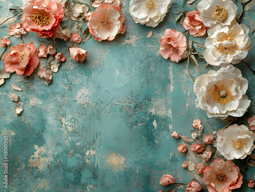 Floral Teal Background Illustration