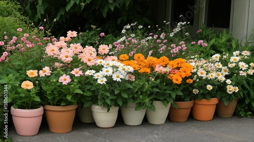 Wallpaper Mural Colorful Potted Flower Display on Patio Torontodigital.ca