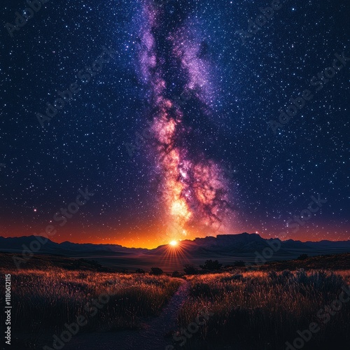 Wallpaper Mural Majestic Milky Way Over Serene Landscape at Twilight Torontodigital.ca