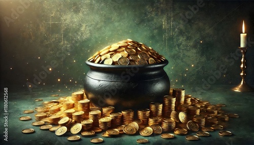 Pot of Gold: St. Patrick's Day Treasure with Golden Coins