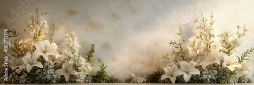 Wallpaper Mural Elegant White Lily Floral Illustration Background Torontodigital.ca