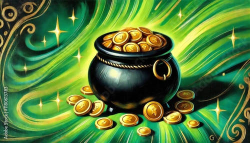 Pot of Gold: St. Patrick's Day Treasure with Golden Coins