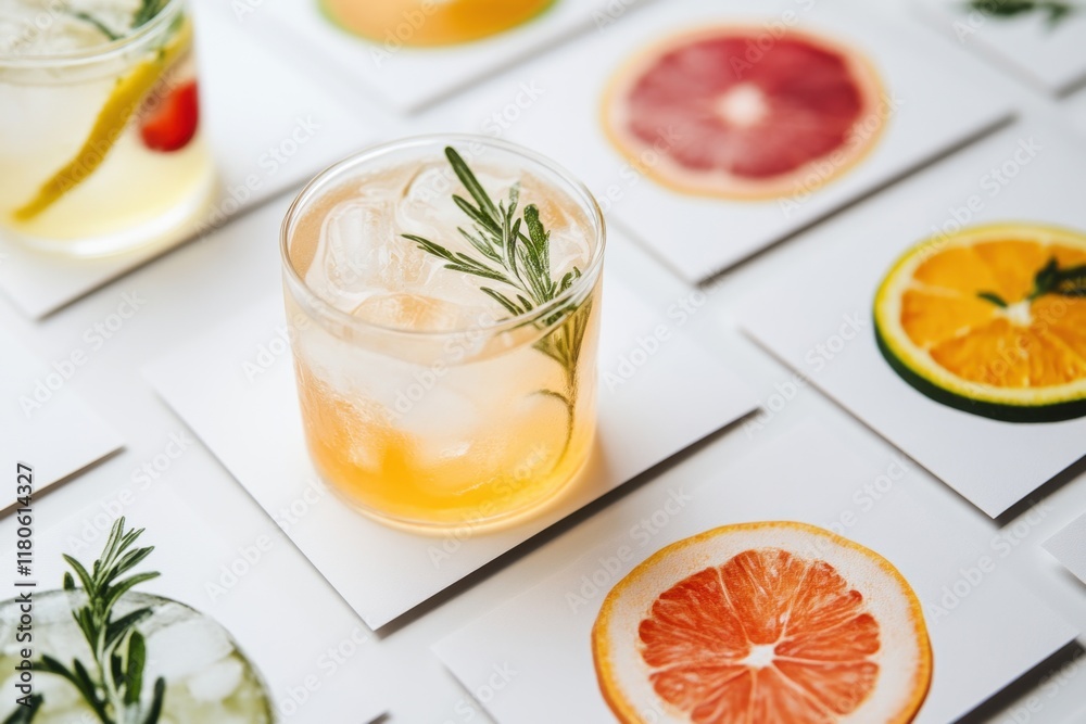 Refreshing Citrus Rosemary Cocktails With Ice Cubes Refreshing Citrus Rosemary Cocktails With Ice Cubes