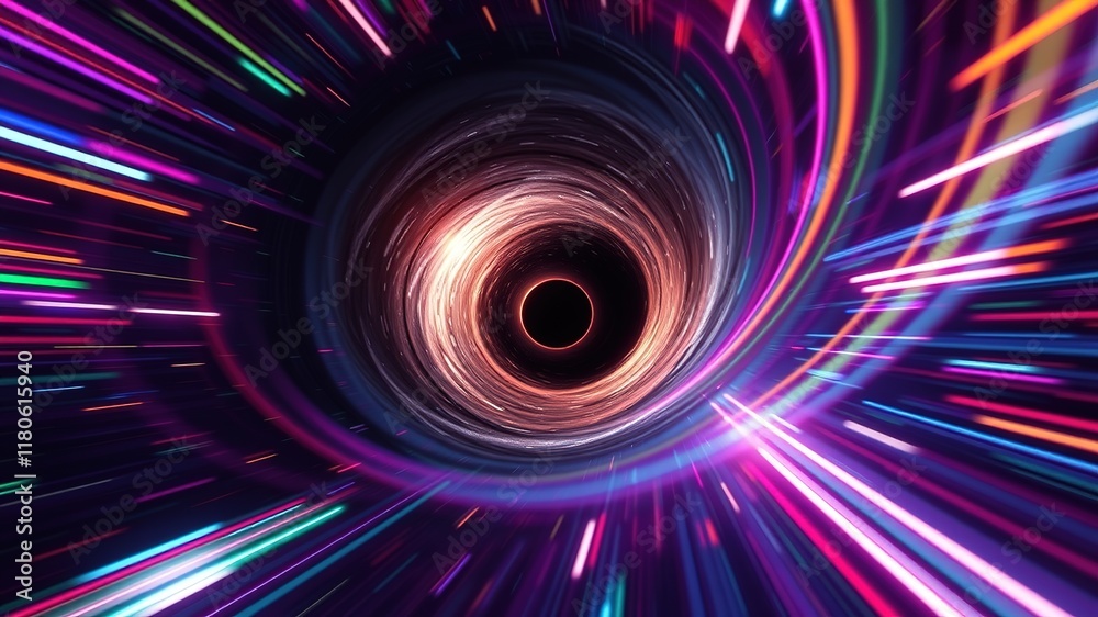 Obraz premium Black Hole Wormhole Lightspeed Multicolor Graphic Design