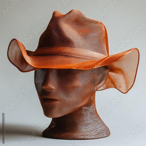 Copper Mesh Slouch Hat with Clear Design: Elegant Fashion Accessory for Any Outfit
