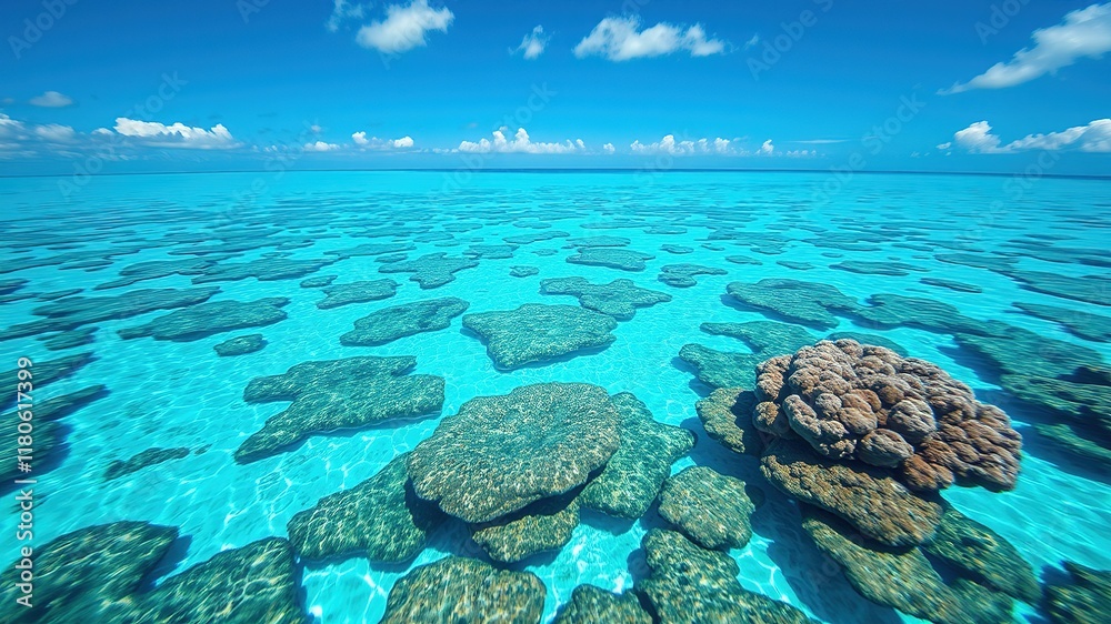 Naklejka premium Bora Bora Coral Reefs - Azure South Pacific Ocean