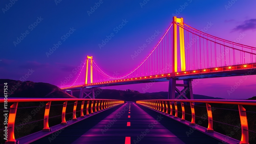 Fototapeta premium Bridge of Connection - Stunning AI Art, Colorful, Dynamic, Modern Architecture
