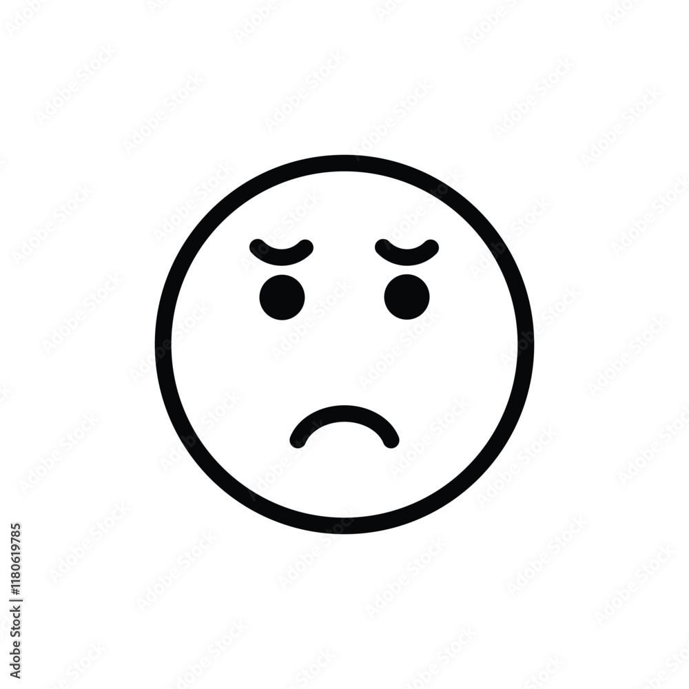 Fototapeta premium sad face emoji hot happy expression outline vector