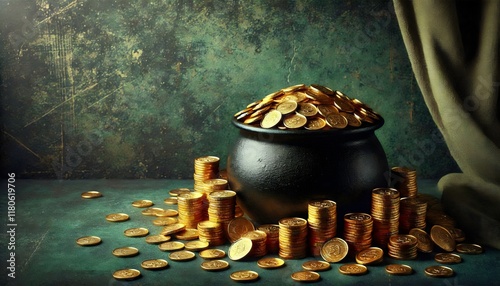 Pot of Gold: St. Patrick's Day Treasure with Golden Coins