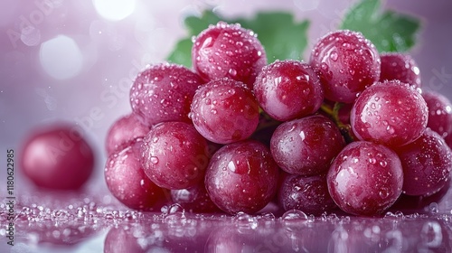 Wallpaper Mural Red grapes, water droplets, glistening, juicy, delicious. Torontodigital.ca