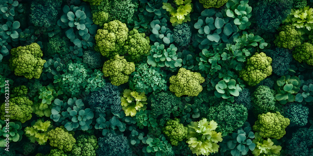 Naklejka premium Lush Green Botanical 3D Illustration