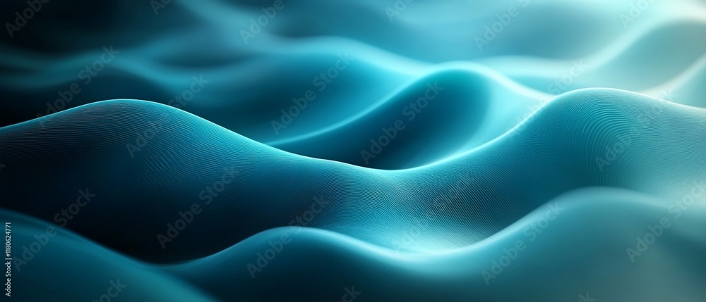 Obraz premium Abstract blue waves, digital art, background texture