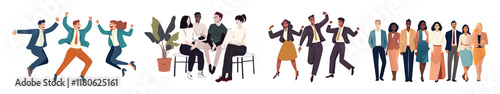 Business people png cut out element set, transparent background