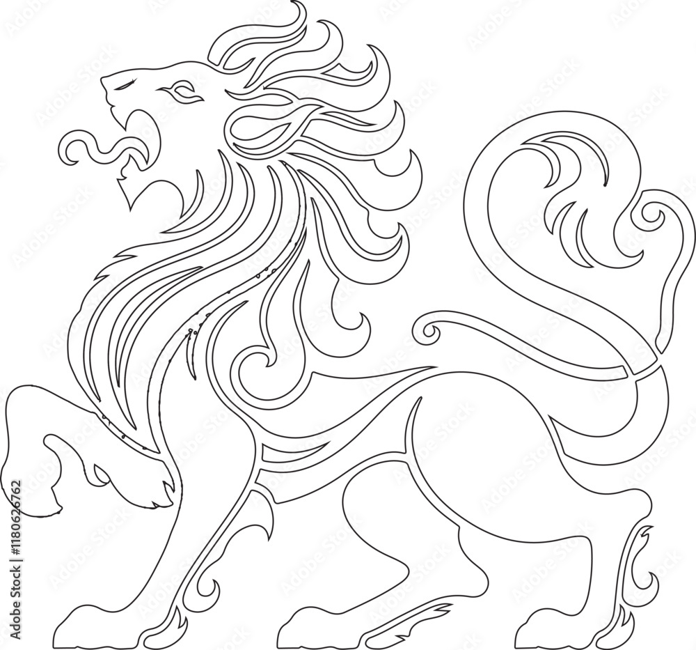 Obraz premium vintage classic mythological animal symbol logo icon silhouette sketch with traditional ethnic