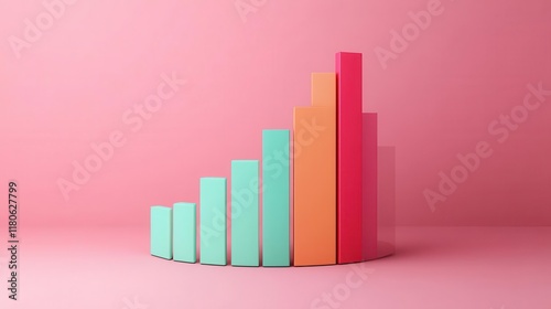 Free Download A colorful bar graph on a pink background, representing data growth and trends in a modern, minimalist style. - GFXLoad