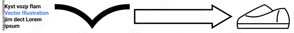 Arrow pointing towards a shoe with text beside it. Ideal for infographics, presentations, business, marketing, direction, navigation, and guides. Landing page Arrow pointing towards a shoe with text beside it. Ideal for infographics, presentations, business, marketing, direction, navigation, and guides. Landing page