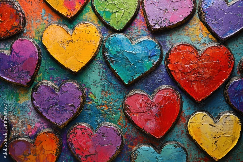 Obraz premium Colorful Heart Shaped Art Painted On A Canvas