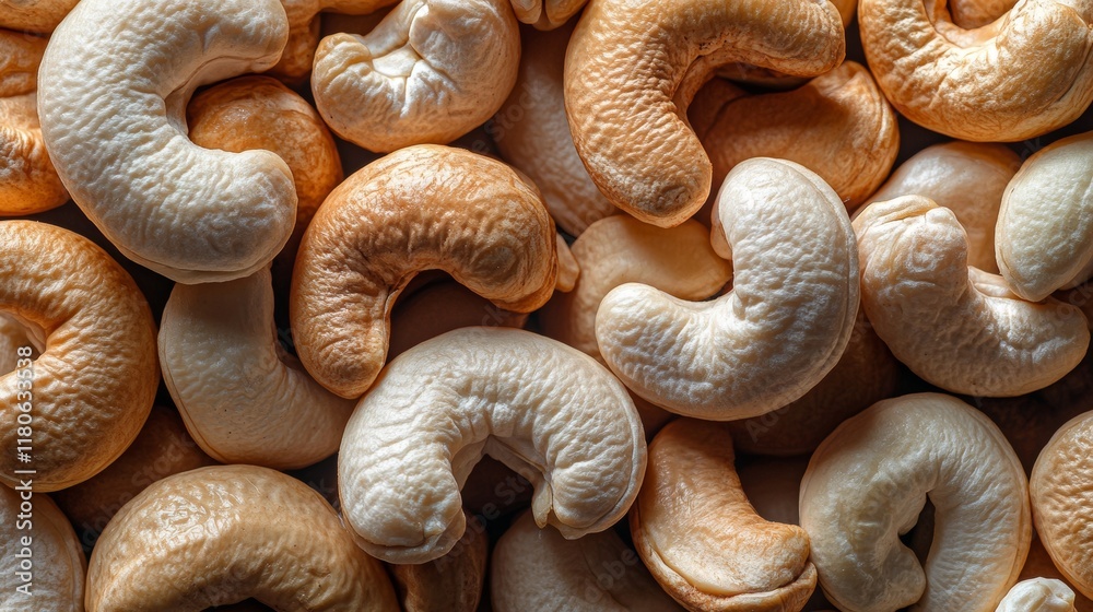 Close-up of cashew nuts background. Top view of cashew nuts Close-up of cashew nuts background. Top view of cashew nuts