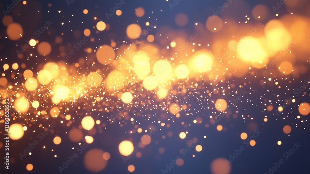 Fototapeta premium Sparkling golden bokeh lights on dark background.