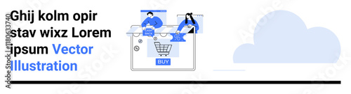 People making online purchases using laptops and tablets. Themes include e-commerce, digital transactions, mobile shopping, and consumer behavior. Ideal for marketing, technology, websites, apps