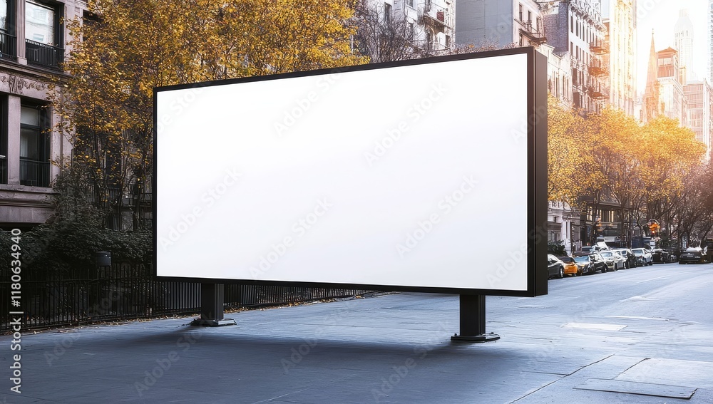 Fototapeta premium City life is highlighted by the presence of a large billboard.