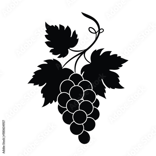 black and white grapes vine vector icon