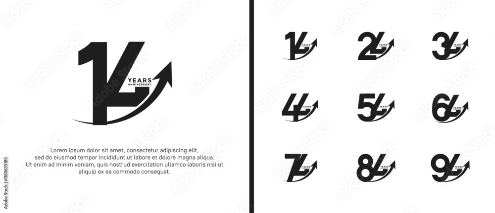 set of anniversary logo flat black color on white background for celebration moment set of anniversary logo flat black color on white background for celebration moment