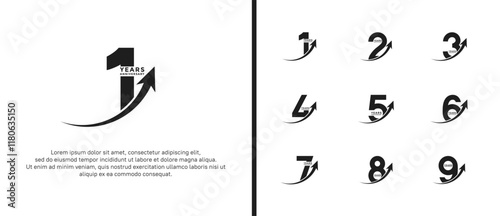 set of anniversary logo flat black color on white background for celebration moment