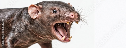 Moonrat Close-up Reveals Aggressive Behavior and Unique Dental Features photo