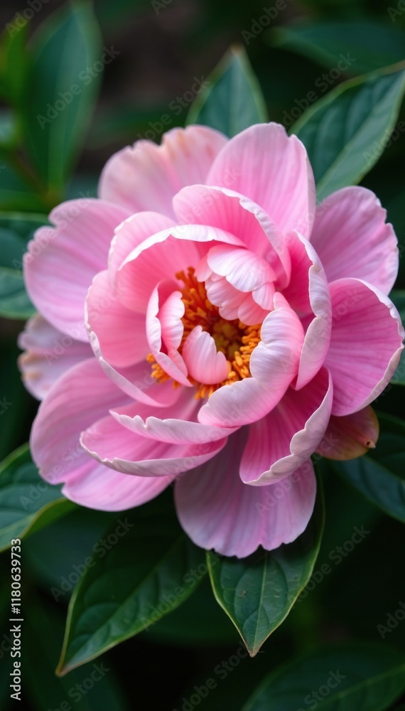 Soft as silk, delicate flower petals of peony against leaf background, spring, leaf Soft as silk, delicate flower petals of peony against leaf background, spring, leaf