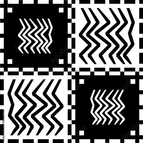 Vector pattern design modern patchwork in black and white colors. Minimalist pattern patchwork design. Pattern for fashion fabric, textile, paperwrap, and backdrop.