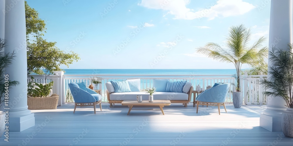 A beautiful terrace with ocean views.