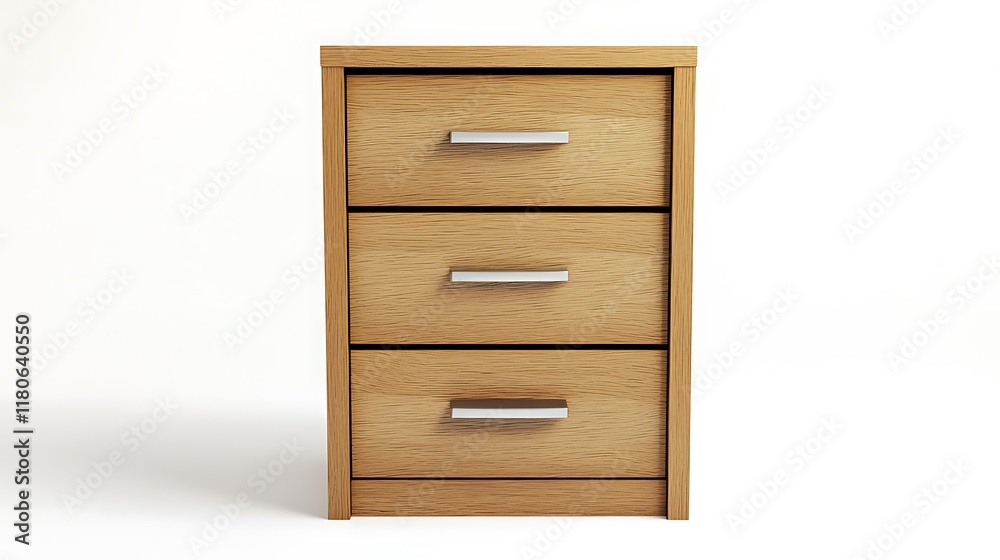 A wooden nightstand with three drawers A wooden nightstand with three drawers