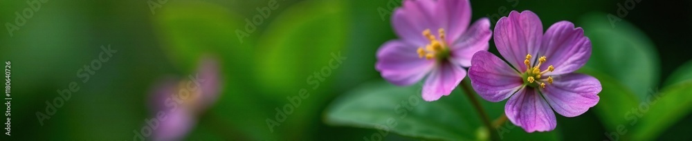Violet hepatica flower with clear stamens against a green leafy background, garden, heparal Violet hepatica flower with clear stamens against a green leafy background, garden, heparal