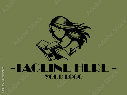Suitable for book cover designs, educational content, Girl reading book and website banners. Captures focus, curiosity, and natural beauty with dynamic movement and background illustration vector