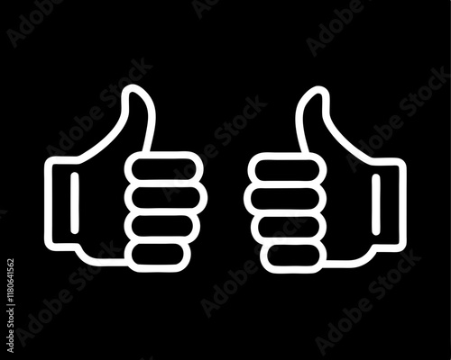 Thumbs Up Hand Gesture Vector Outline, Minimalist Design for T-Shirts and Stickers