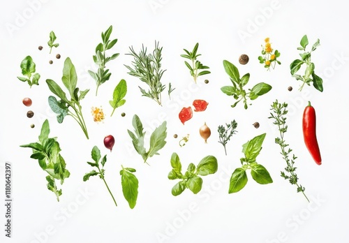 Wallpaper Mural Fresh and Vibrant Arrangement of Various Herbs and Vegetables on Light Background for Culinary and Healthy Lifestyle Themes Torontodigital.ca