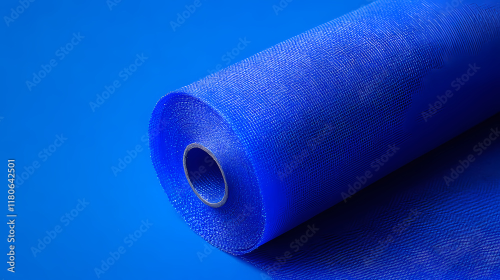 Vibrant royal blue non-woven fabric roll - product photography ai generated. Snowwoven. Illustration