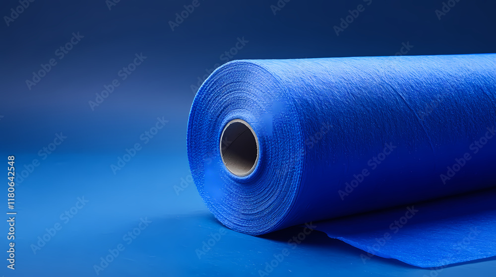 Vibrant royal blue non-woven fabric roll - product photography ai generated. Snowwoven. Illustration Vibrant royal blue non-woven fabric roll - product photography ai generated. Snowwoven. Illustration